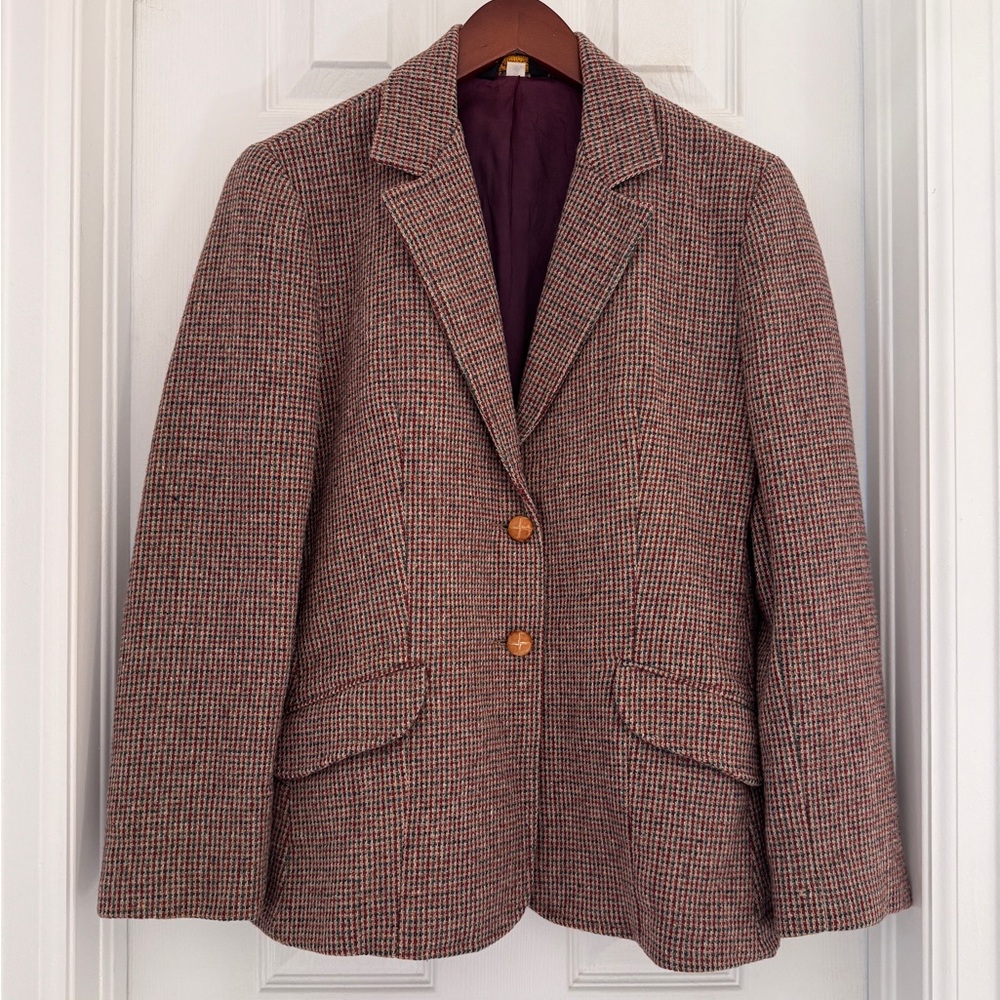 Cross Country Juniors Classic Plaid 100% Wool Equestrian Blazer Size Small